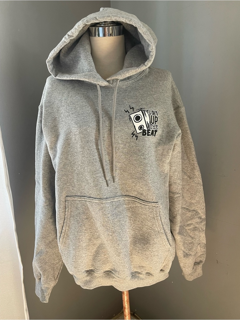 Gray Graphic fender Hoodie Sweatshirt - Turn Up the Beat
